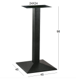 LIMA ΜΕΣΑΙΟΥ ΥΨΟΥΣ 45X45X98εκ.(Π/Ρ)ΒΑΣΗ ΜΕΤΑΛΛΙΚΗ ΜΕ ΡΕΓ/ΡΟΥΣ ΜΑΥΡΗ - Image 2