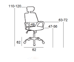 A4350 ΜΑΥΡΗ ΠΟΛΥΘΡΟΝΑ ΓΡΑΦΕΙΟΥ 62X62X47-110/56-120εκ. - Image 2