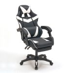 A9937 ΜΑΥΡΟ/ΛΕΥΚΟ PVC ΠΟΛΥΘΡΟΝΑ GAMING/ΜΕ ΥΠΟΠΟΔΙΟ 64X59X43-112/53-125εκ. - Image 3