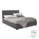 Κρεβάτι Roi pakoworld 160x200 ύφασμα ανθρακί + αποθηκευτικό χώρο