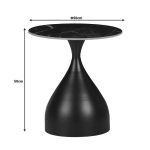 Βοηθητικό τραπέζι Kirkene Inart sintered stone σε απόχρωση μαύρο μαρμάρου με μαύρο μέταλλο Φ50x50εκ - Image 4