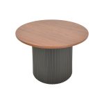 Τραπέζι σαλονιού Dovel pakoworld mdf σε καρυδί-μαυρη απόχρωση Φ70x40εκ - Image 3