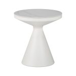 Βοηθητικό τραπέζι Coozlin Inart sintered stone σε απόχρωση λευκό μαρμάρου με λευκό μέταλλο Φ50x50εκ