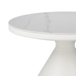 Τραπέζι σαλονιού Coozlin Inart sintered stone σε απόχρωση λευκό μαρμάρου με λευκό μέταλλο Φ70x40εκ - Image 2