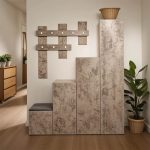 Έπιπλο εισόδου Nenich pakoworld σε γκρι oak απόχρωση 150x37x180εκ