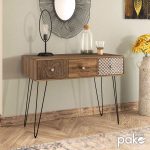 Κονσόλα Boho pakoworld καρυδί με μεταλλικά πόδια 100x50,5x74,5εκ - Image 2