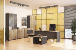 Γραφείο εργασίας επαγγελματικό Lotus pakoworld φυσικό-ανθρακί 150x80x75εκ - Image 5