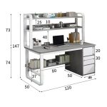 Γραφείο Soco pakoworld με ραφιέρα-MDF γκρι-λευκό 120x50x147εκ - Image 3