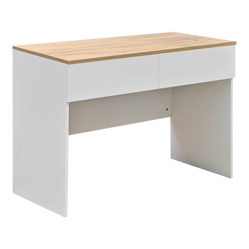 072-000151 Γραφείο εργασίας Beleton pakoworld με συρτάρια mdf σε oak με λευκή απόχρωση 100x50x75εκ - Image 1