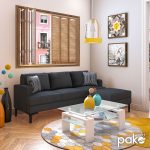 Γωνιακός καναπές με σκαμπό Slim pakoworld υφασμάτινος χρώμα ανθρακί με μαξιλάρια 185x140x70εκ - Image 2