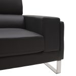 Καναπές Shea pakoworld 3θέσιος pu μαύρο-inox 198x80x87εκ - Image 4