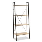 Βιβλιοθήκη- Ραφιέρα Ramon pakoworld φυσικό-μαύρο 60x23x145,5εκ
