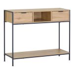 Κονσόλα Regando pakoworld σε oak απόχρωση με μαύρο μέταλλο 100x35x80εκ