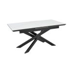 Τραπέζι Rogemi pakoworld sintered stone -γκρι mdf-μαύρο μέταλλο 160-200x90x75εκ