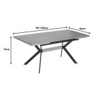 Τραπέζι Jessamy pakoworld επεκτεινόμενο MDF 43mm σε φυσική απόχρωση και πόδι μεταλλικό μαύρο 160/200x90x76εκ - Image 4