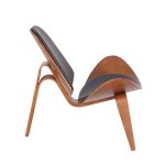 Πολυθρόνα Vilma pakoworld PU μαύρο- plywood καρυδί 90x73x75εκ - Image 5