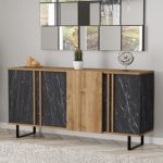 Μπουφές Amanda pakoworld καρυδί-μαύρο 160x40x78.5εκ