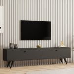 Έπιπλο τηλεόρασης Jate pakoworld σε ανθρακί απόχρωση 160x25x40εκ - Image 2