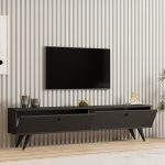 Έπιπλο τηλεόρασης Jate pakoworld σε ανθρακί απόχρωση 160x25x40εκ - Image 3