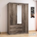 Ντουλάπα ρούχων τρίφυλλη OLYMPUS pakoworld χρώμα castillo-toro 120x57x183εκ - Image 3