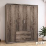 Ντουλάπα ρούχων τετράφυλλη OLYMPUS pakoworld χρώμα castillo-toro 159x57x183εκ - Image 3