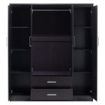 Ντουλάπα ρούχων τετράφυλλη OLYMPUS pakoworld χρώμα wenge 159x57x183εκ - Image 4