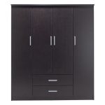 Ντουλάπα ρούχων τετράφυλλη OLYMPUS pakoworld χρώμα wenge 159x57x183εκ - Image 6