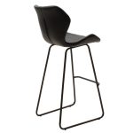 Σκαμπό μπαρ Theo pakoworld μεταλλικό μαύρο με PU μαύρο - Image 2