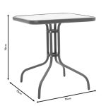 Τραπέζι Watson pakoworld μέταλλο καφέ-γυαλί 70x70x70εκ - Image 4