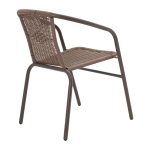 Tραπεζαρία Obbi-Watson pakoworld σετ 3τεμ καφέ μέταλλο-pe rattan 60x60x70εκ - Image 6