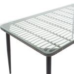 Τραπέζι Naoki pakoworld μέταλλο μαύρο-pe γκρι-γυαλί 160x90x78εκ - Image 3