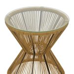 Τραπέζι Mabil pakoworld rattan φυσικό-γυαλί Φ50x55εκ - Image 2