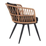Πολυθρόνα Naoki pakoworld pe rattan -metal σε φυσική απόχρωση με μαύρα πόδια/μαξιλάρι 62x60x80εκ - Image 3