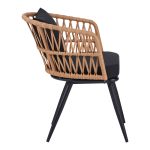 Πολυθρόνα Naoki pakoworld pe rattan -metal σε φυσική απόχρωση με μαύρα πόδια/μαξιλάρι 62x60x80εκ - Image 4