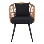 Πολυθρόνα Naoki pakoworld pe rattan -metal σε φυσική απόχρωση με μαύρα πόδια/μαξιλάρι 62x60x80εκ - Image 5
