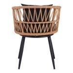 Πολυθρόνα Naoki pakoworld pe rattan -metal σε φυσική απόχρωση με μαύρα πόδια/μαξιλάρι 62x60x80εκ - Image 6
