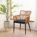 Πολυθρόνα Naoki pakoworld pe rattan -metal σε φυσική απόχρωση με μαύρα πόδια/μαξιλάρι 59x62.5x78εκ - Image 2