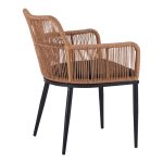 Πολυθρόνα Naoki pakoworld pe rattan -metal σε φυσική απόχρωση με μαύρα πόδια/μαξιλάρι 59x62.5x78εκ - Image 3