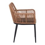 Πολυθρόνα Naoki pakoworld pe rattan -metal σε φυσική απόχρωση με μαύρα πόδια/μαξιλάρι 59x62.5x78εκ - Image 4