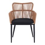 Πολυθρόνα Naoki pakoworld pe rattan -metal σε φυσική απόχρωση με μαύρα πόδια/μαξιλάρι 59x62.5x78εκ - Image 5