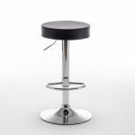 Σκαμπό Bar ArteLibre LORTHA Πτυσσόμενο Μαύρο PU/Μέταλλο Φ39x64-86cm - Image 2