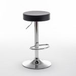 Σκαμπό Bar ArteLibre LORTHA Πτυσσόμενο Μαύρο PU/Μέταλλο Φ39x64-86cm - Image 3