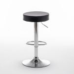 Σκαμπό Bar ArteLibre LORTHA Πτυσσόμενο Μαύρο PU/Μέταλλο Φ39x64-86cm - Image 7