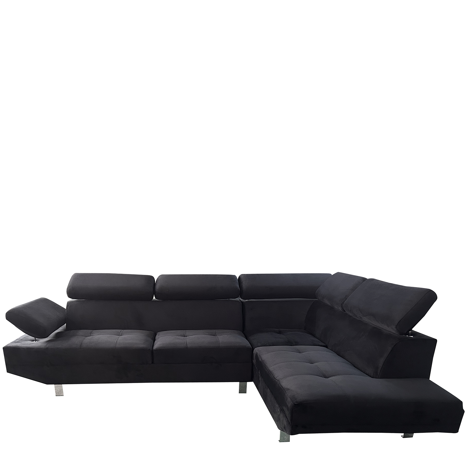 14290037 Καναπές Γωνιακός ArteLibre OZMA Μαύρο Ύφασμα 254x160x70cm - Image 1