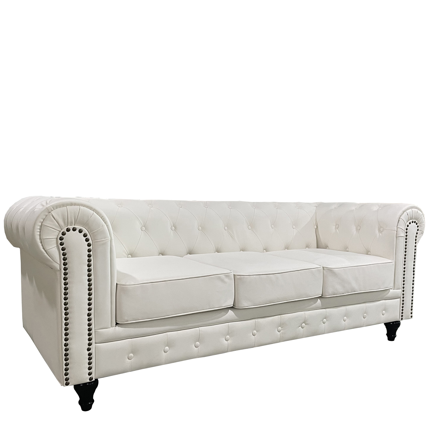 14290073 Καναπές Τριθέσιος ArteLibre AVERY Λευκό PU 208x90x73cm - Image 1