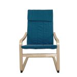 Πολυθρόνα ArteLibre NORDVIK Μπλε/Φυσικό Ύφασμα/Ξύλο 60x71x105cm - Image 4