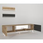 Σύνθετο ArteLibre OREGON Sapphire/Ανθρακί/Μπεζ Μοριοσανίδα 160x32x45cm - Image 2