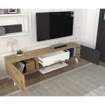 Σύνθετο ArteLibre OREGON Sapphire/Ανθρακί/Μπεζ Μοριοσανίδα 160x32x45cm - Image 7