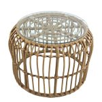 Τραπεζάκι Κήπου ArteLibre ALBIUS Φυσικό Rattan/Μέταλλο/Γυαλί Φ50x35cm