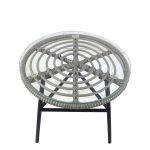 Τραπέζι Κήπου ArteLibre ARELLIUS Γκρι/Μαύρο Μέταλλο/Rattan/Γυαλί 45x45x46cm - Image 2